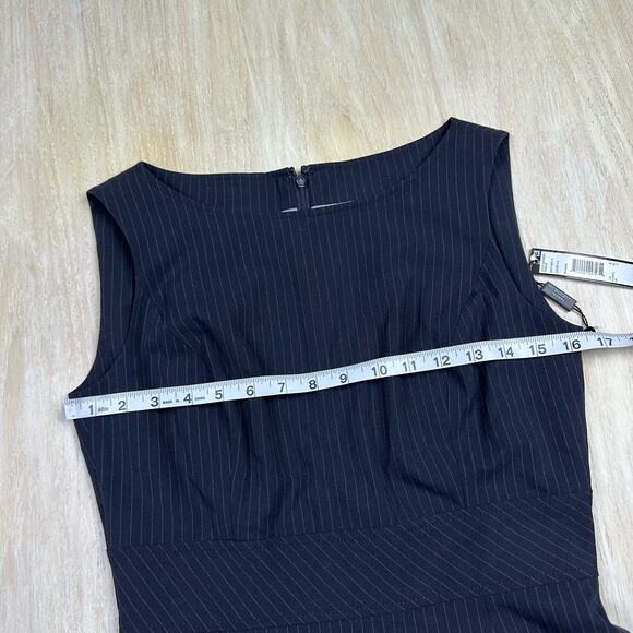 NWT Tahari Navy Pin Stripe Asl Tomlee Sleeveless Knee Length Sheath Dress 4 - Picture 8 of 13